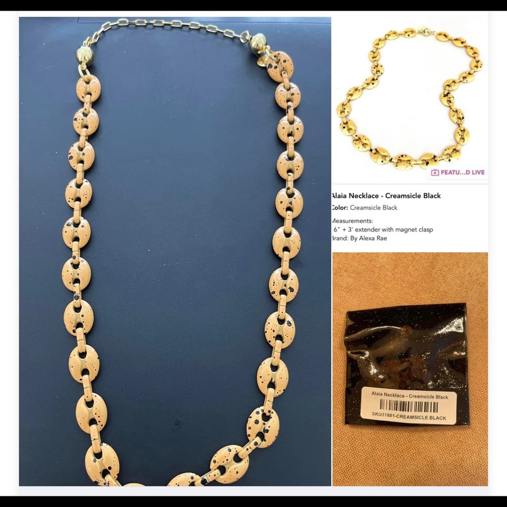 Melania Clara - By Alexa Rae - Creamsicle Black Paint splatter Alaia Necklace